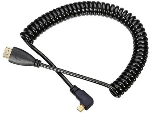 Alt view image 4 of 7 - Stretch Left Angled 90 Degree Micro HDMI to HDMI Male HDTV Cable for Cell Phone Tablet Camera