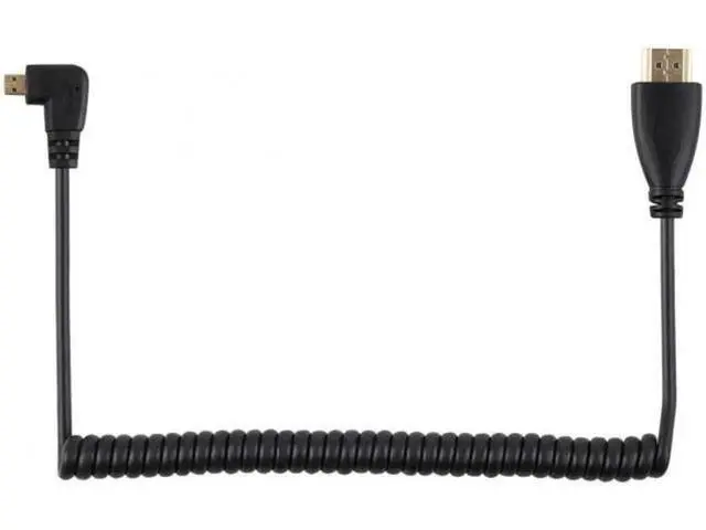Alt view image 7 of 7 - Stretch Left Angled 90 Degree Micro HDMI to HDMI Male HDTV Cable for Cell Phone Tablet Camera