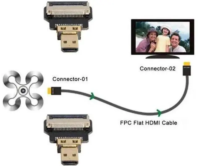 Alt view image 4 of 7 - Micro HDMI Male to Micro HDMI Male Extension FPC Flat Cable 1080P for FPV HDTV Multicopter Aerial Photography