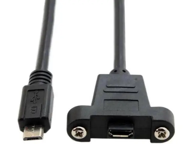 Alt view image 3 of 7 - U2-097-0.5M Micro USB 5Pin Male to Female Extension Panel Mount Type Cable with Screws 50cm