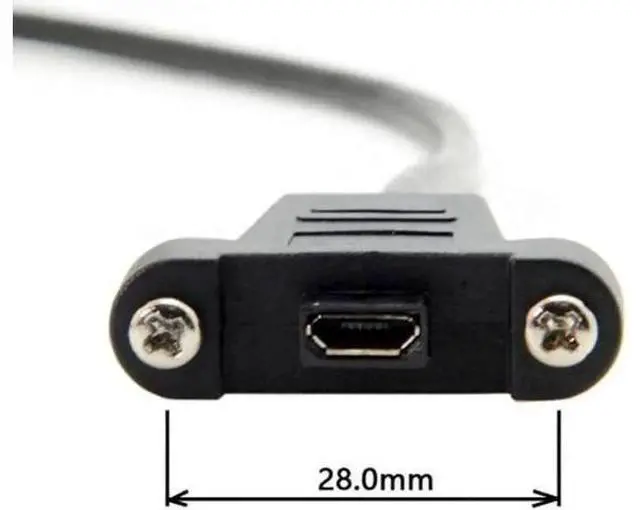 Alt view image 5 of 7 - U2-097-0.5M Micro USB 5Pin Male to Female Extension Panel Mount Type Cable with Screws 50cm