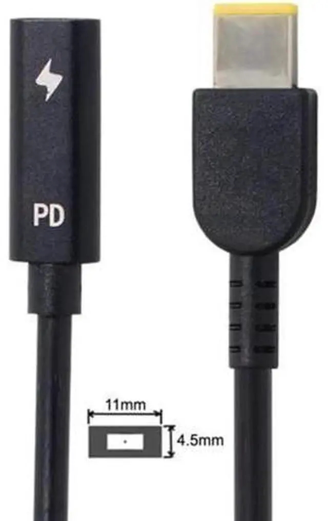 Alt view image 4 of 5 - Type C USB-C Female Input to Rectangle 11.0*4.5mm Plug Cable UC-109-1145MM