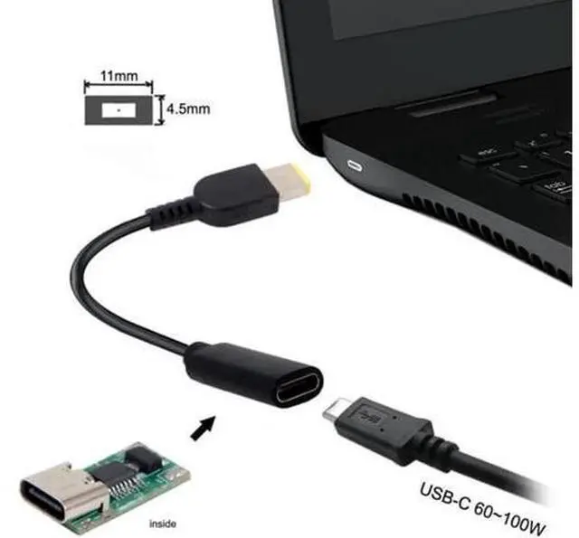 Alt view image 5 of 5 - Type C USB-C Female Input to Rectangle 11.0*4.5mm Plug Cable UC-109-1145MM