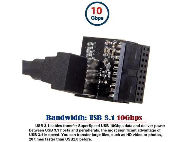Alt view image 2 of 7 - USB 3.1 Front Panel Socket to USB 3.0 20Pin Header Male Extension Adapter for Motherboard