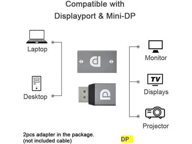 Alt view image 3 of 7 - DP-034 2pcs/set DisplayPort 1.2 4K 60hz to DP Extension Adapter Male Female Ultra-HD UHD for Video PC Laptop TV