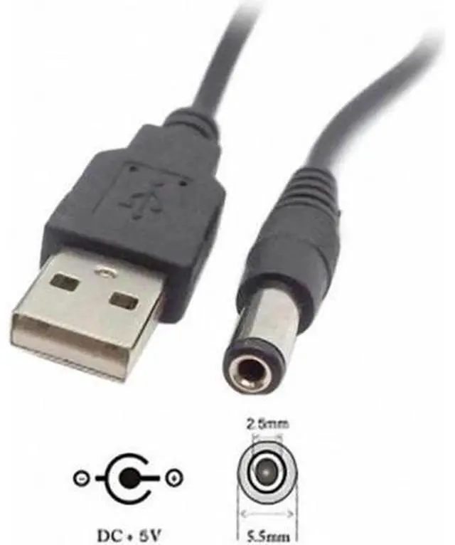 Alt view image 2 of 4 - USB 2.0 A Type Male to 5.5 x 2.5mm Plug Barrel Connector Cable U2-254-BK