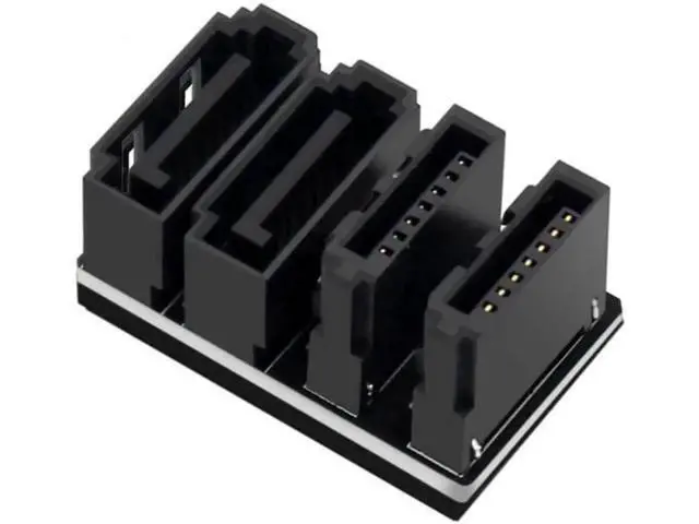 Alt view image 2 of 6 - SA-041 Dual SATA 7Pin Female to 7Pin Male 360 Degree Angled Adapter Low Profile for Desktops SSD HDD Mainboard Motherboard