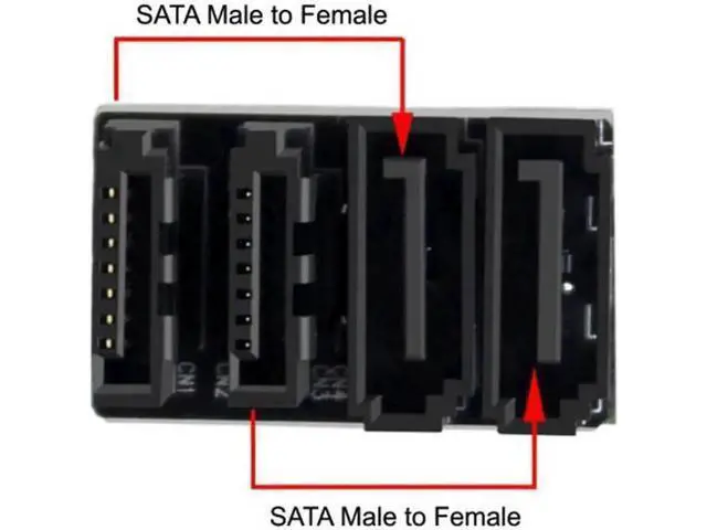 Alt view image 6 of 6 - SA-041 Dual SATA 7Pin Female to 7Pin Male 360 Degree Angled Adapter Low Profile for Desktops SSD HDD Mainboard Motherboard