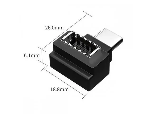 Alt view image 5 of 7 - Type-C USB-C Male to Type-E USB 3.1 Front Panel Header Female Motherboard Extension Data Adapter 90 Degree Angled