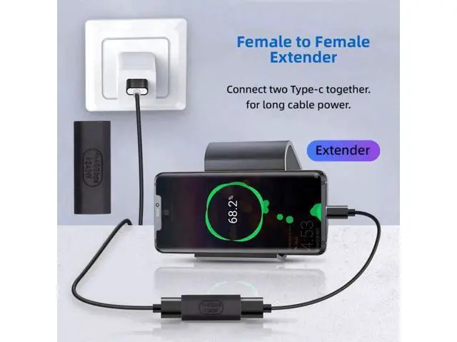 Alt view image 4 of 7 - USB4 Type C Female to Female Extension 240W Power 40Gbps Data 8K Video Extender Adapter for NS Phone Laptop