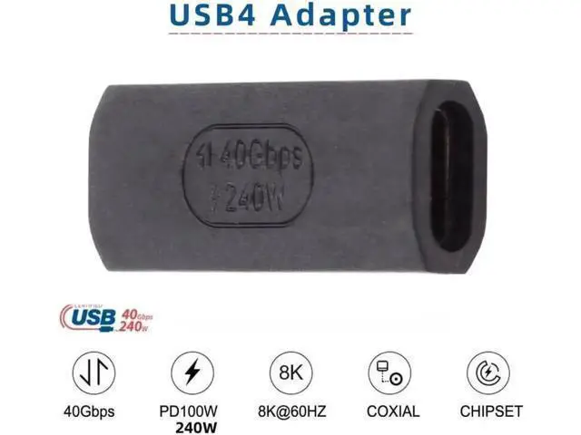 Alt view image 5 of 7 - USB4 Type C Female to Female Extension 240W Power 40Gbps Data 8K Video Extender Adapter for NS Phone Laptop