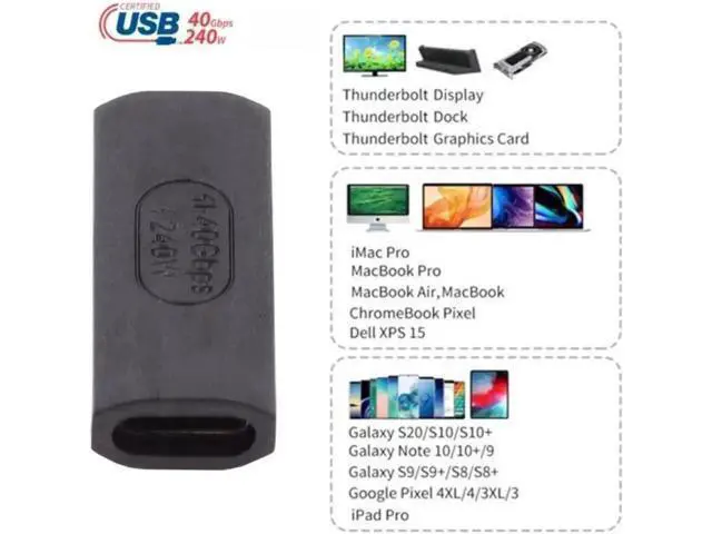 Alt view image 7 of 7 - USB4 Type C Female to Female Extension 240W Power 40Gbps Data 8K Video Extender Adapter for NS Phone Laptop