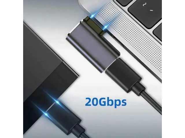 Alt view image 2 of 7 - 20Gbps USB4 Type C Male to Female 90 Degree Left Right Angled 100W Power Data 8K Video Adapter for Laptop Phone