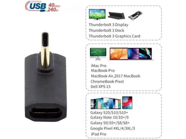 Alt view image 3 of 7 - USB4 Type C Male to Female Extension 240W Power 40Gbps Data 8K Video Adapter Low Profile Left Right Angled for NS Phone Laptop