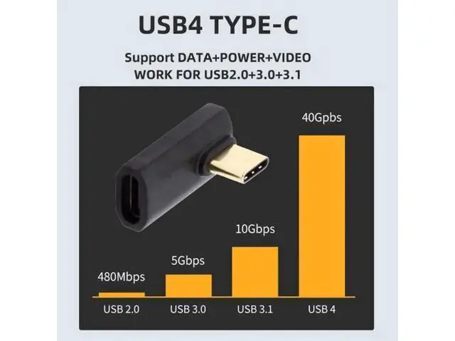 Alt view image 6 of 7 - USB4 Type C Male to Female Extension 240W Power 40Gbps Data 8K Video Adapter Low Profile Left Right Angled for NS Phone Laptop