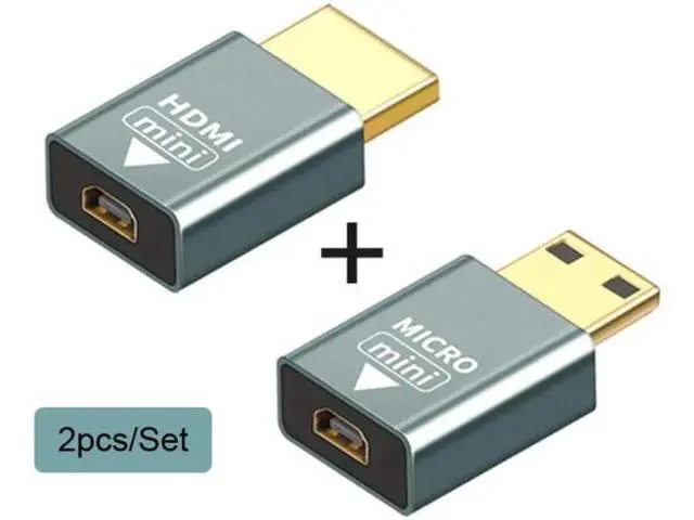 Alt view image 4 of 6 - 2pcs/set Compatible Micro HDMI Female to Mini Male HDMI 1.4 Male Adapter 4K@60hz