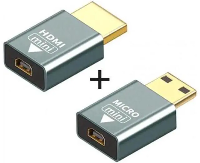 Alt view image 5 of 6 - 2pcs/set Compatible Micro HDMI Female to Mini Male HDMI 1.4 Male Adapter 4K@60hz