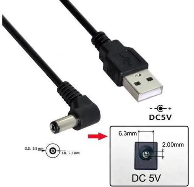 Alt view image 7 of 7 - U2-184-RI USB 2.0 A Type Male to Right Angled 90 Degree 5.5 x 2.1mm DC 5V Power Plug Barrel Connector Charge Cable