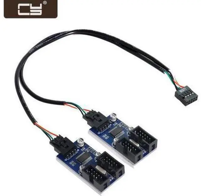 Main image of 9pin USB 2.0 Header 1 to 2 / 4 Female Extension Cable HUB Connector Adapter Port Multilier U2-004