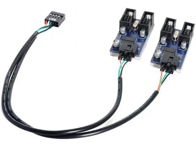 Alt view image 4 of 7 - 9pin USB 2.0 Header 1 to 2 / 4 Female Extension Cable HUB Connector Adapter Port Multilier U2-004