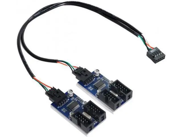 Alt view image 6 of 7 - 9pin USB 2.0 Header 1 to 2 / 4 Female Extension Cable HUB Connector Adapter Port Multilier U2-004