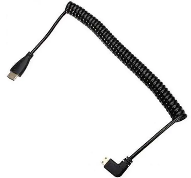 Alt view image 4 of 7 - 90 degree right angled Type Mini HDMI Male to HDMI Male stretch spring CABLE 4ft