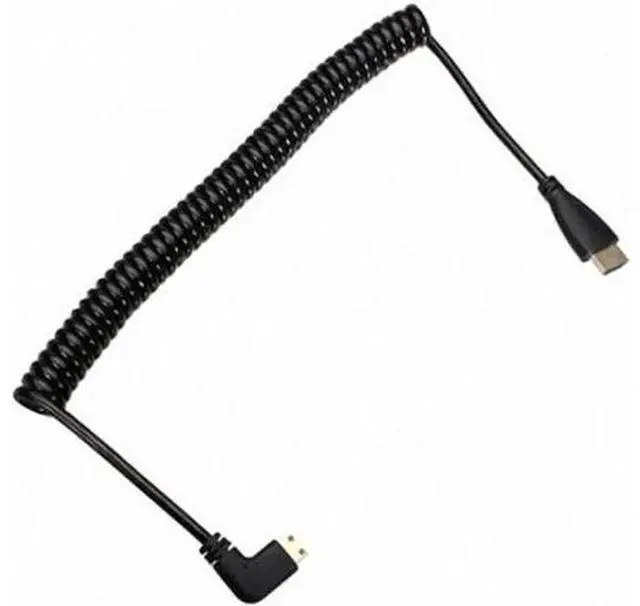 Alt view image 3 of 7 - 90 degree left angled Type Mini HDMI Male to HDMI Male stretch spring CABLE 1.2m