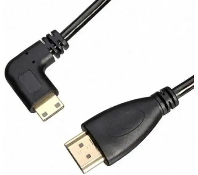 Main image of 90 degree left angled Type Mini HDMI Male to HDMI Male stretch spring CABLE 1.2m