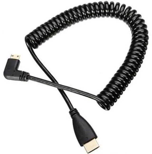 Alt view image 7 of 7 - 90 degree right angled Type Mini HDMI Male to HDMI Male stretch spring CABLE 4ft