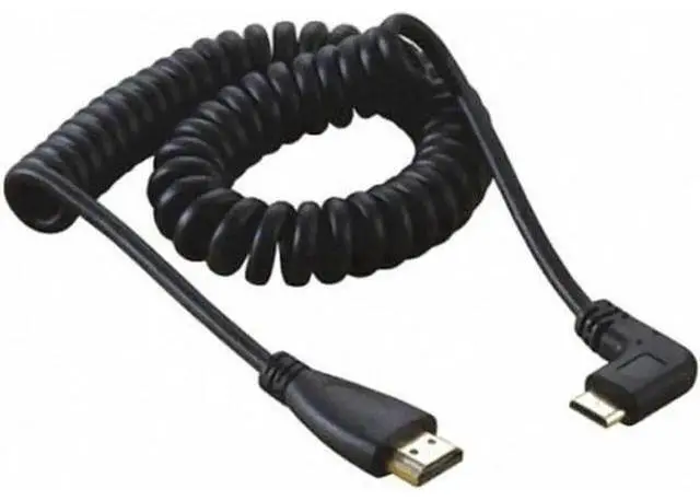 Alt view image 5 of 7 - 90 degree left angled Type Mini HDMI Male to HDMI Male stretch spring CABLE 1.2m