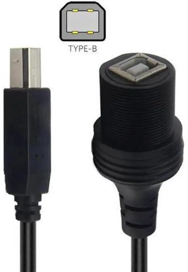 Main image of U2-022-1.0M 1m Waterproof Dustproof 480Mbps USB2.0 Standard B Type Male to Female Extension Data Power Cable Car Panel Mount Design