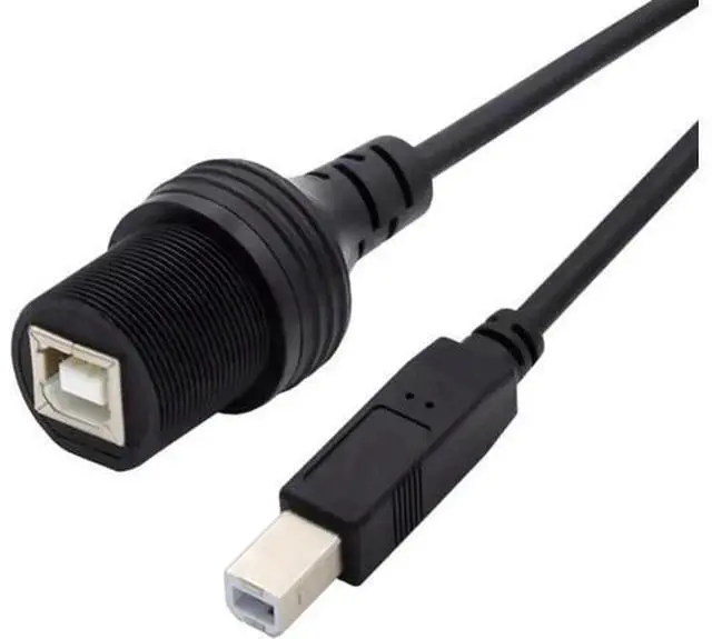 Alt view image 5 of 7 - U2-022-1.0M 1m Waterproof Dustproof 480Mbps USB2.0 Standard B Type Male to Female Extension Data Power Cable Car Panel Mount Design