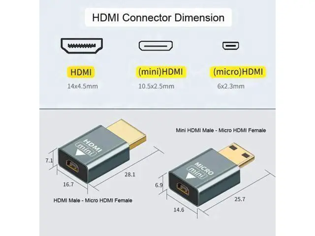 Alt view image 7 of 7 - HD-018 2pcs/set Compatible Micro HDMI Female to Mini MaleHDMI 1.4 Male Adapter 4K@60hz