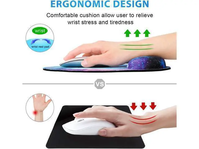 Alt view image 4 of 7 - Mouse Pad with Wrist Rest Support Gel Cute Mouse Pads Non Slip Rubber Base Mousepad Ergonomic Mouse Wrist Rest Pad for Laptop Computer Home Office Working Gaming Pain Relief Nebula Galaxy