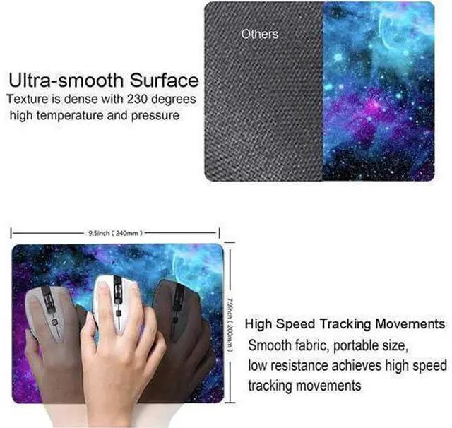 Alt view image 3 of 6 - Gaming Mouse Pad,Blue Purple Galaxy Nebula Universe Space Non-Slip Rubber Base Mouse Pads For Computers Laptop Office, 9.5X7.9X0.12 Inch(240Mm X 200Mm X 3Mm)