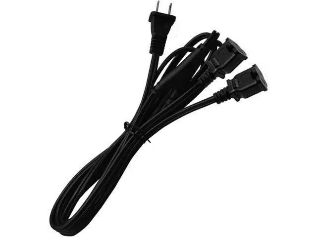 Alt view image 4 of 5 - 2ft(0.64m) 1-15P to Dual 1-15R Power Extension Cord Splitter US AC 2-Prong Polarized Power Cable 1 to 3 Outlet Adapter ETL Listed (180 Degree Angle)