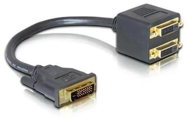 Main image of FOR DVI Male to 2 DVI Female Adapter cable Single Link DVI Splitter 1 to 2 Port Y Extension Cable Adapter for PC HDTV Black