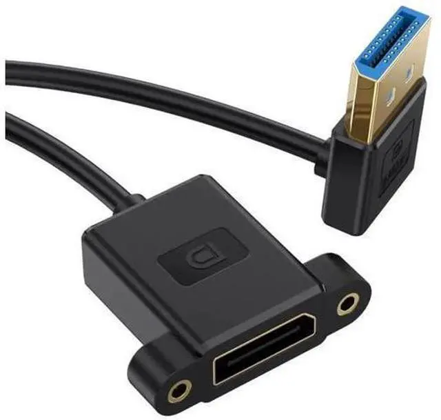 Main image of DisplayPort 1.4 Cable DisplayPort Male to Female 90 Degree Down Angled 8K@60Hz 4K@240Hz 32.4Gbps High Speed Gold Plated Ultrafine Extension Cable Panel Mount Type 0.98FT/0.3M