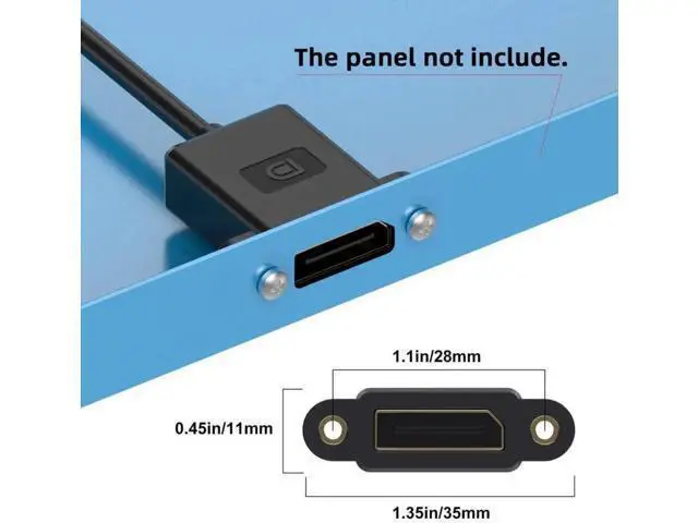 Alt view image 6 of 7 - DisplayPort 1.4 Cable DisplayPort Male to Female 90 Degree Down Angled 8K@60Hz 4K@240Hz 32.4Gbps High Speed Gold Plated Ultrafine Extension Cable Panel Mount Type 0.98FT/0.3M