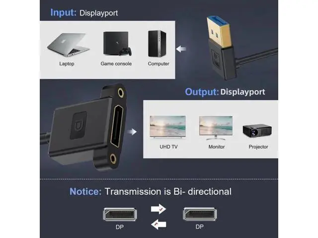 Alt view image 4 of 7 - DisplayPort 1.4 Cable DisplayPort Male to Female 90 Degree Down Angled 8K@60Hz 4K@240Hz 32.4Gbps High Speed Gold Plated Ultrafine Extension Cable Panel Mount Type 0.98FT/0.3M