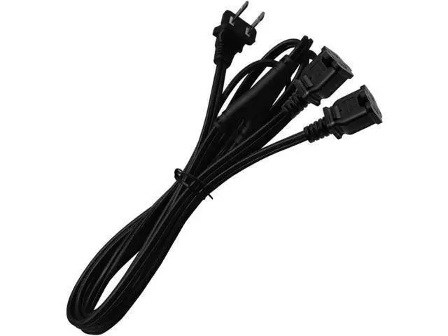 Alt view image 5 of 6 - 2ft(0.64m) 1-15P to Dual 1-15R Power Extension Cord Splitter US AC 2-Prong Polarized Power Cable 1 to 3 Outlet Adapter ETL Listed (90 Degree Angle)