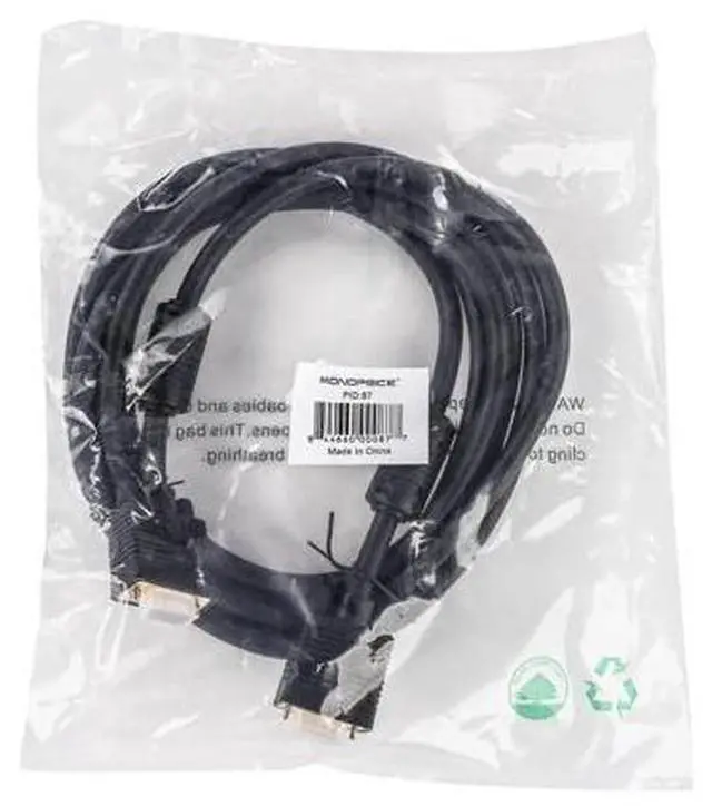 Alt view image 5 of 7 - Monoprice Super VGA Cable - 10 Feet - Black | Male to Male Monitor Cable with Ferrite Cores (Gold Plated)