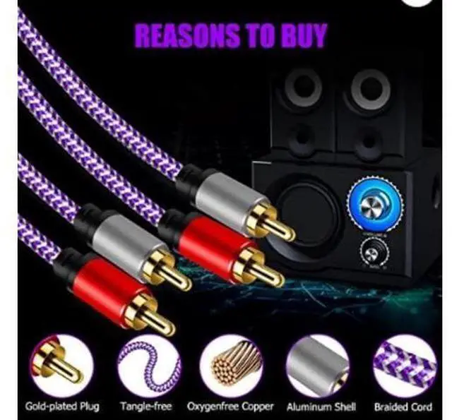 Alt view image 3 of 5 - 2 RCA double lily red and white plug for left and right channels 2 RCATV audio amplifier connection cable audio line vehicle line
