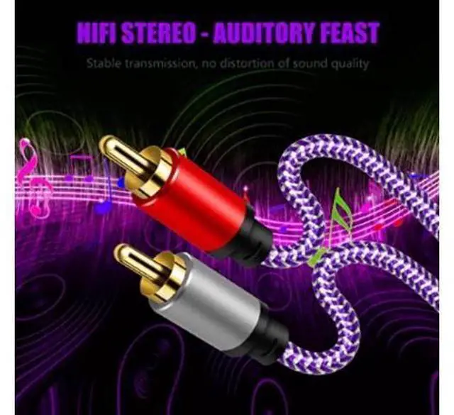 Alt view image 4 of 5 - 2 RCA double lily red and white plug for left and right channels 2 RCATV audio amplifier connection cable audio line vehicle line