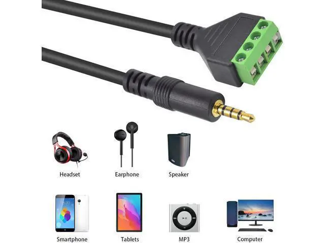 Alt view image 5 of 7 - 3.5mm Speaker Wire Adapter 3.5mm (1/8) 4 Pole Stereo TRRS Male Jack to AV 4 Screw Terminal Block Balun Connectors Cable 30cm (1/8inch/ 4pin)