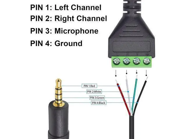 Alt view image 6 of 7 - 3.5mm Speaker Wire Adapter 3.5mm (1/8) 4 Pole Stereo TRRS Male Jack to AV 4 Screw Terminal Block Balun Connectors Cable 30cm (1/8inch/ 4pin)
