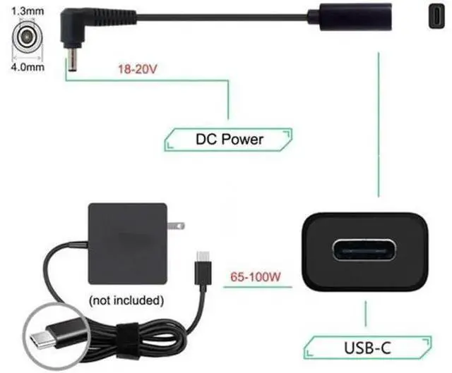 Alt view image 4 of 5 - Type C USB-C Female Input to 4.0*1.3mm Cable UC-109-4013MM