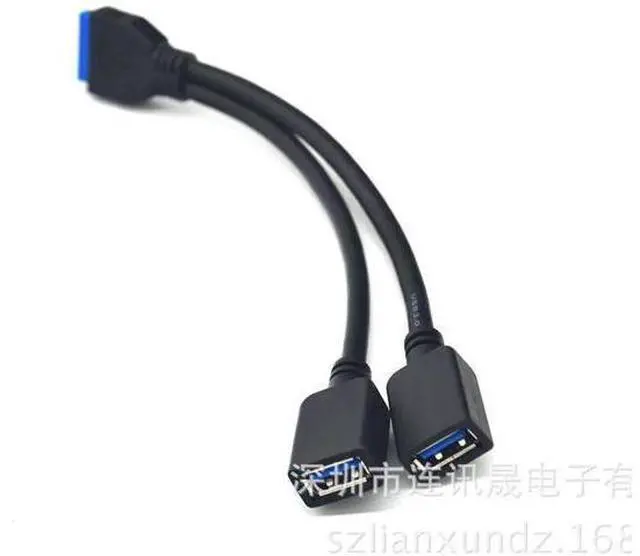 Alt view image 5 of 5 - Motherboard 20-pin male to dual USB 3.0 female extension cable 20P-2AF data cable PCl-E expansionBlade guard line
