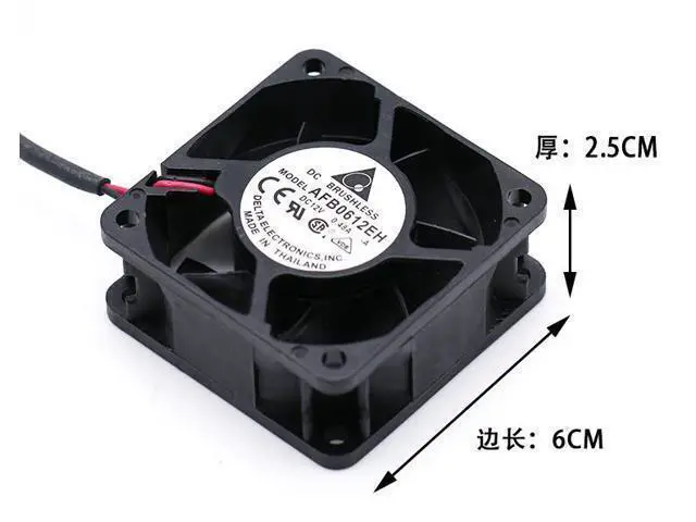 Alt view image 2 of 4 - AFB0612EH-F00 AFB0612EH-R00 2wire 3wire 4wire FG RD TACH Alarm pwm cooling fan 6025 12v 0.48a 60*60*25MM