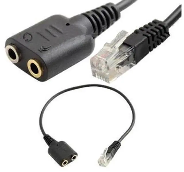 Main image of 1PC 25cm RJ9 Male To Dual 3.5mm Female Plug Headset Jack Phone Audio Adapter Cable For PC Computer Headset Telephone Using